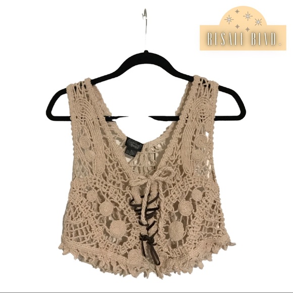 Tops - Cotton Woven Macrame Top